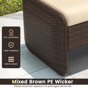 2 Pieces Outdoor Patio PE Wicker Ottomans with Removable Cushions-Brown