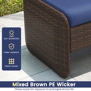 2 Pieces Outdoor Patio PE Wicker Ottomans with Removable Cushions-Navy