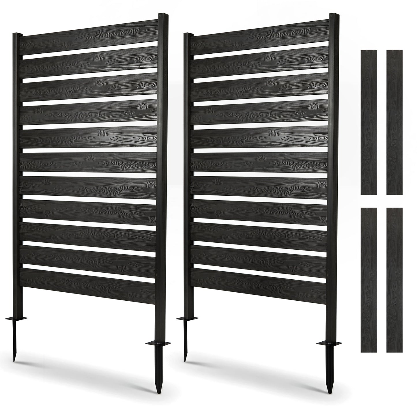 Outdoor Privacy Screen Fence 2-Pack 64" HIPS Slatted Panels