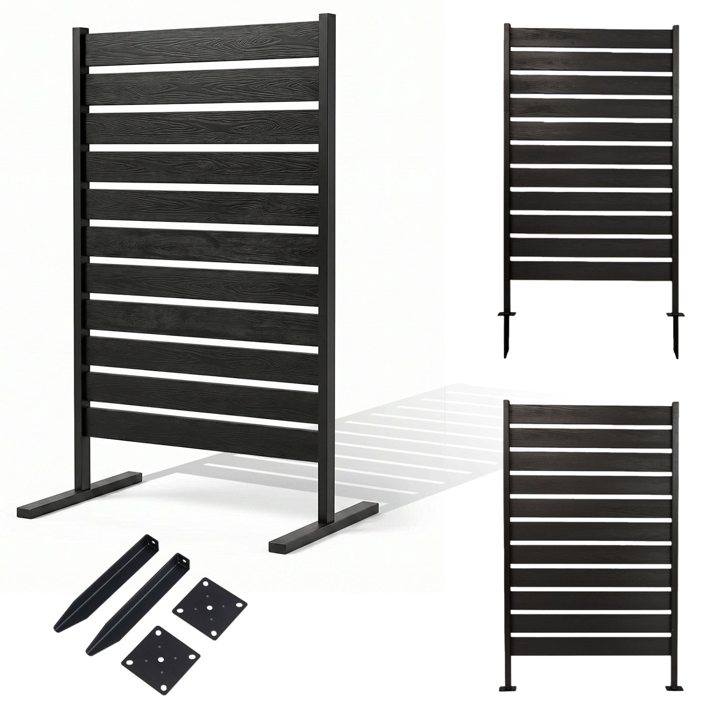Outdoor Privacy Screen Fence 2-Pack 64" HIPS Slatted Panels