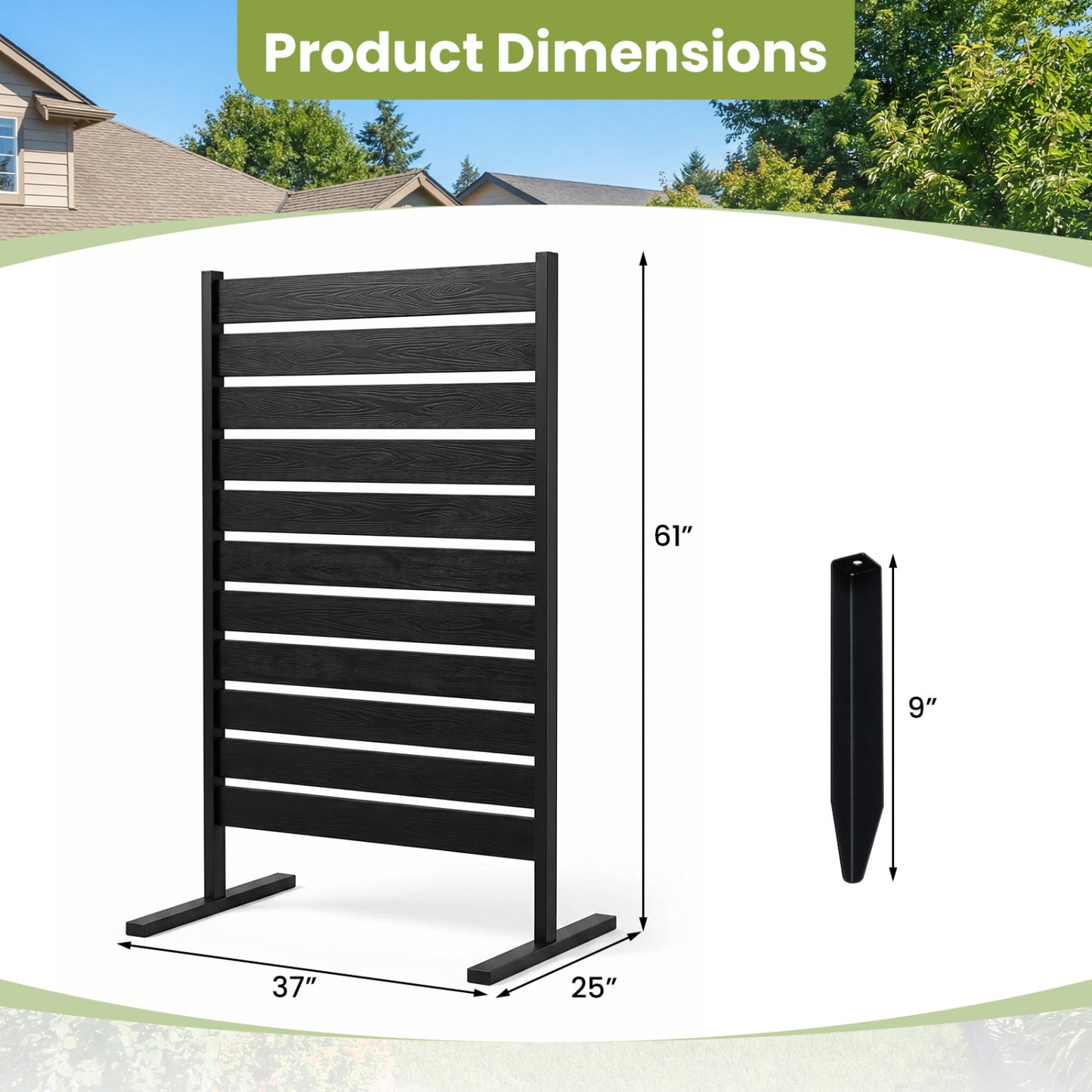 Outdoor Privacy Screen Fence 2-Pack 64" HIPS Slatted Panels