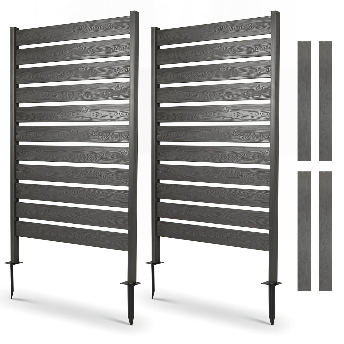 Outdoor Privacy Screen Fence 2-Pack 64" HIPS Slatted Panels