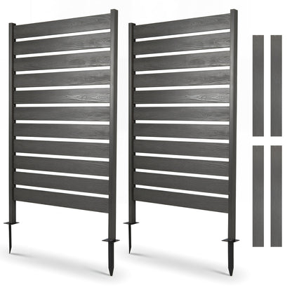 Outdoor Privacy Screen Fence 2-Pack 64" HIPS Slatted Panels
