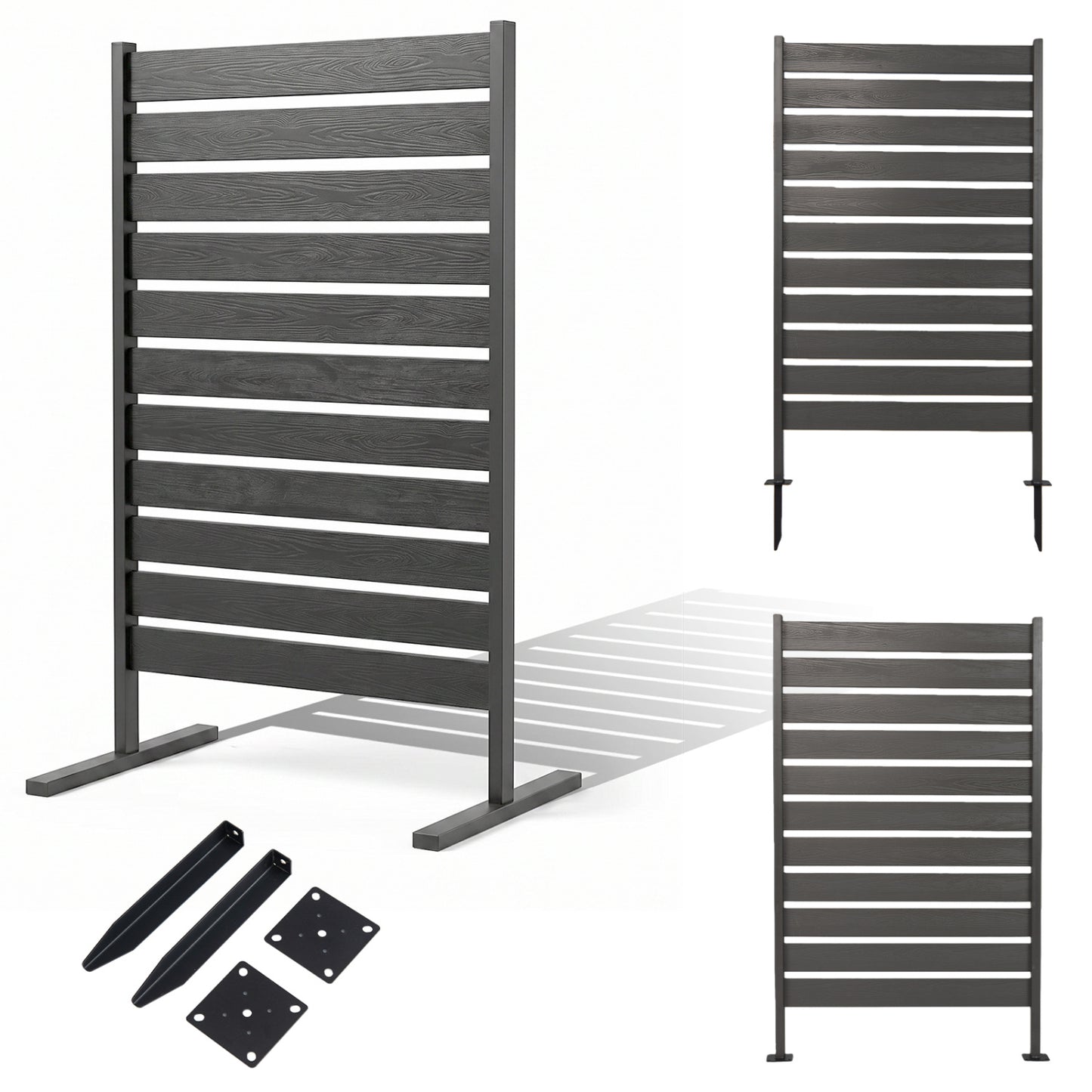 Outdoor Privacy Screen Fence 2-Pack 64" HIPS Slatted Panels