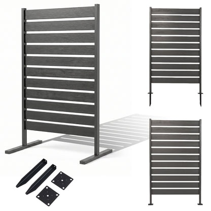 Outdoor Privacy Screen Fence 2-Pack 64" HIPS Slatted Panels