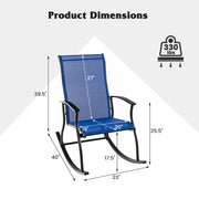 2 Pieces Outdoor Rocking Chairs with Breathable Backrest-Navy