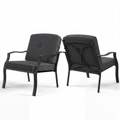 Patio Metal Dining Chairs with Cushions - Set of 2