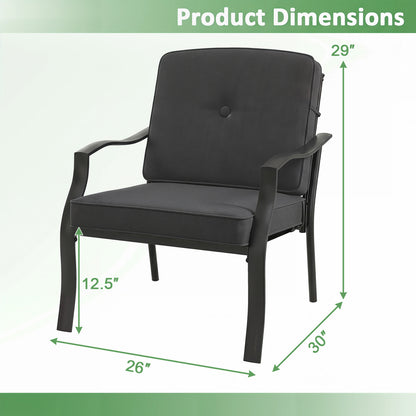 Patio Metal Dining Chairs with Cushions - Set of 2
