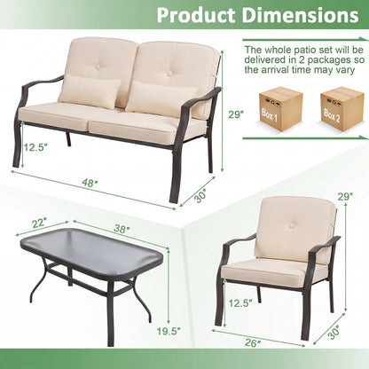 Patio Metal Dining Chairs with Cushions - Set of 2