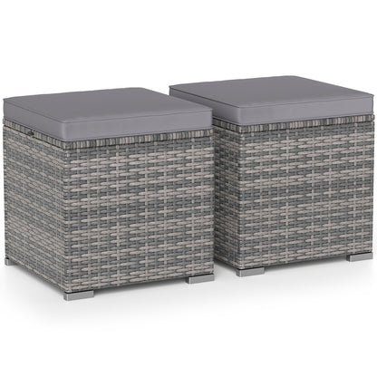 2 Pieces Patio Ottoman with Hidden Storage Space-Mix Grey-grey