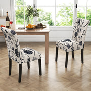 2 Pieces Tufted Dining Chair Set with Adjustable Anti-Slip Foot Pads-Blue and White