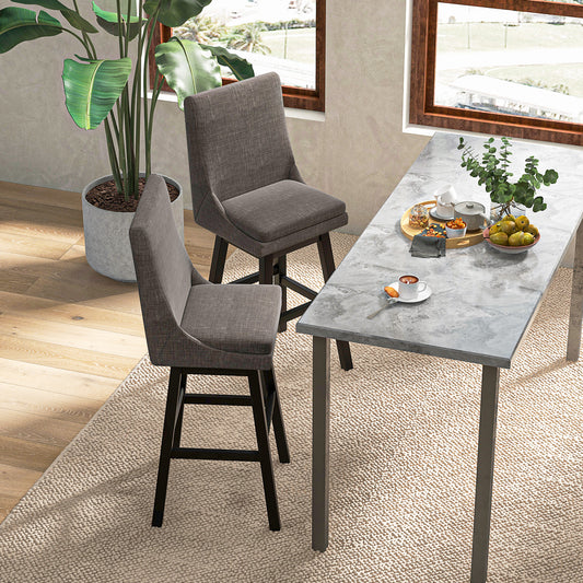 Set of 2 360¬∞ Swivel Bar Stool with Rubber Wood Legs Footrest