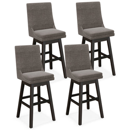 Set of 2 360¬∞ Swivel Bar Stool with Rubber Wood Legs Footrest