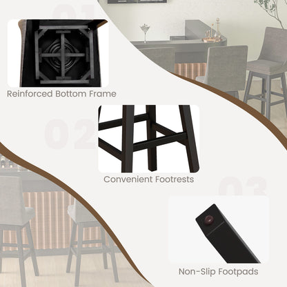Set of 2 360¬∞ Swivel Bar Stool with Rubber Wood Legs Footrest