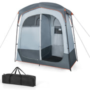 2 Rooms Oversize Privacy Shower Tent with Removable Rain Fly and Inside Pocket-Blue - Gray