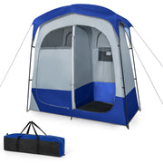 2 Rooms Oversize Privacy Shower Tent with Removable Rain Fly and Inside Pocket-Blue