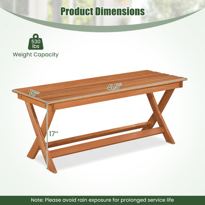2-Seat Wooden Garden Patio Bench with X-Shaped Legs