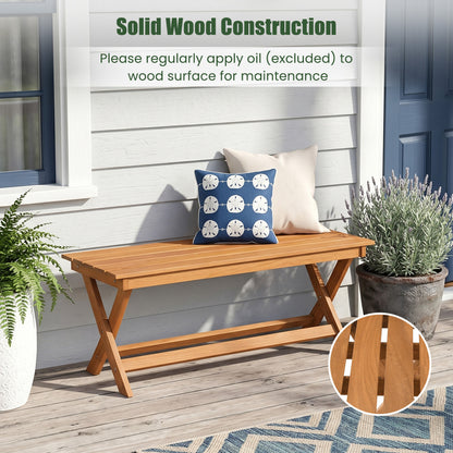 2-Seat Wooden Garden Patio Bench with X-Shaped Legs