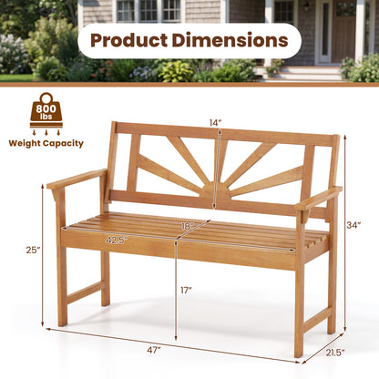2-Seater Acacia Wood Loveseat Bench with Backrest