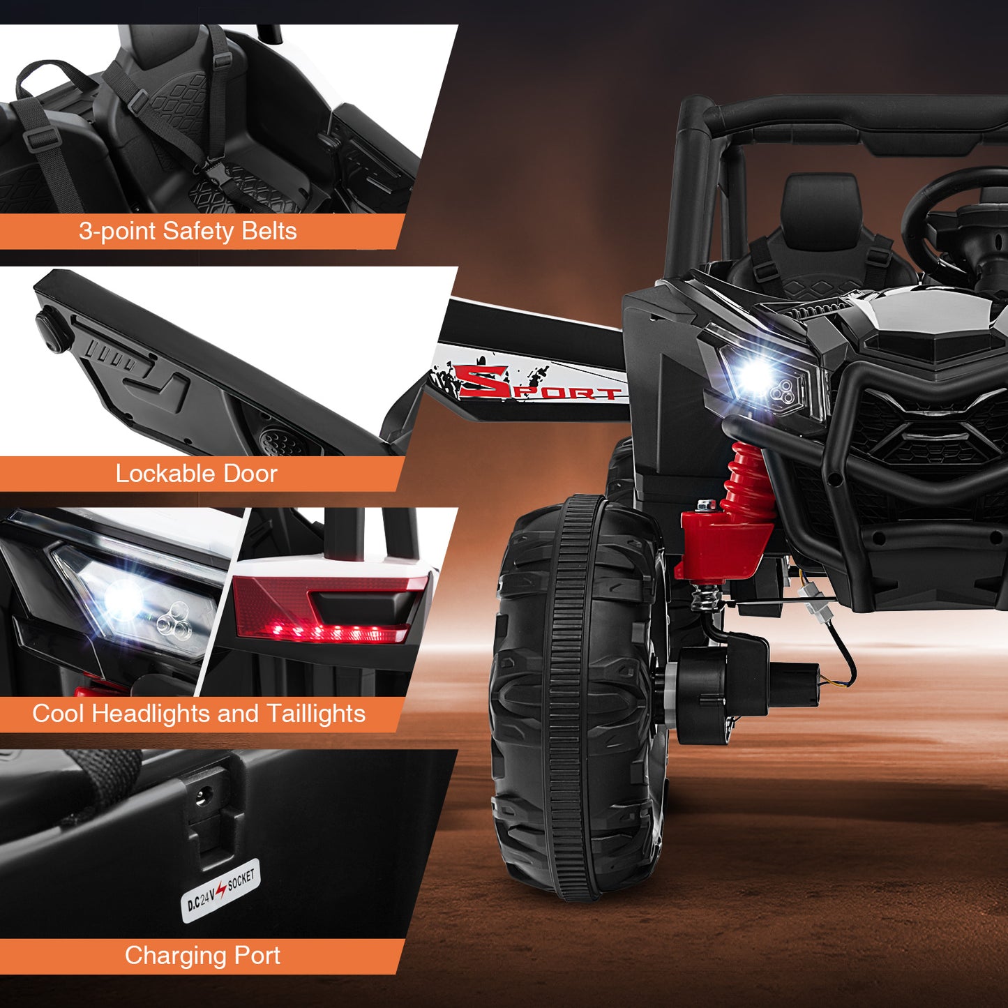 2-Seater Kids Ride on UTV with 2.4G Remote Control for over 3 Years Old Children