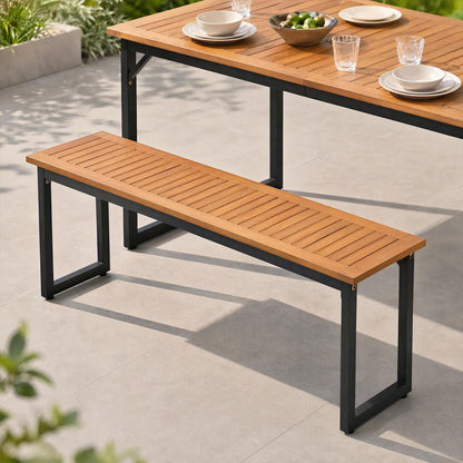 2-Seater Outdoor Dining Bench 800 LBS Max Load with Metal Legs