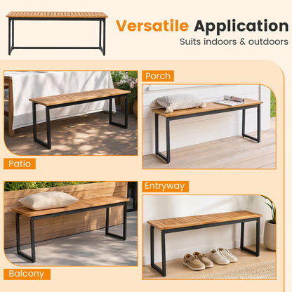 2-Seater Outdoor Dining Bench 800 LBS Max Load with Metal Legs