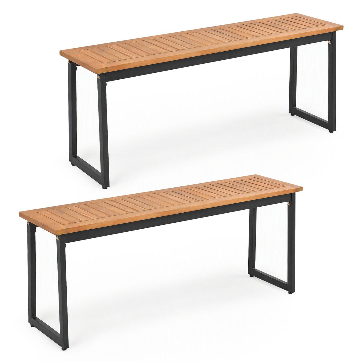 2-Seater Outdoor Dining Bench 800 LBS Max Load with Metal Legs