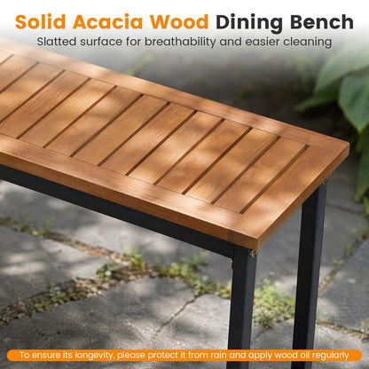 2-Seater Outdoor Dining Bench 800 LBS Max Load with Metal Legs