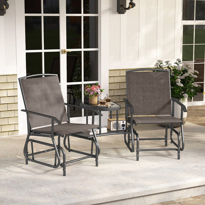 2-Seater Outdoor Glider Bench with Center Table