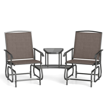 2-Seater Outdoor Glider Bench with Center Table