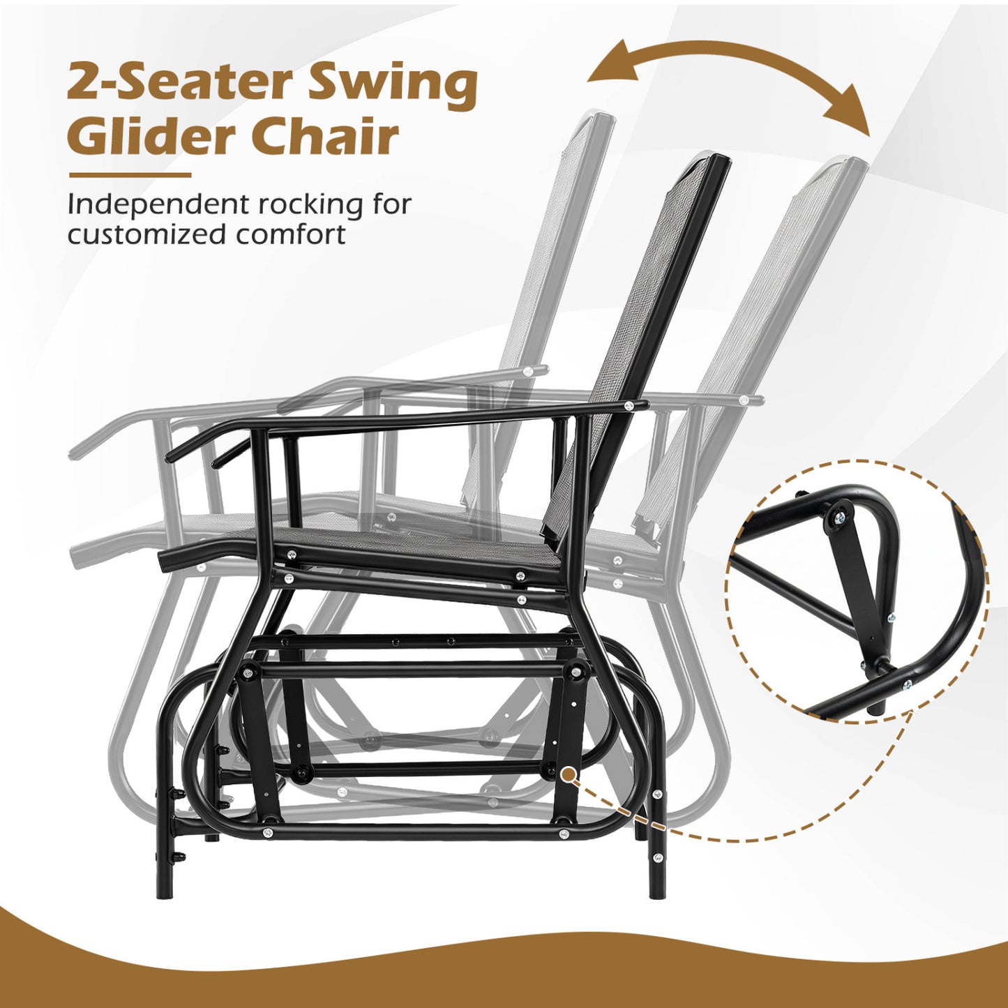 2-Seater Outdoor Glider Bench with Center Table