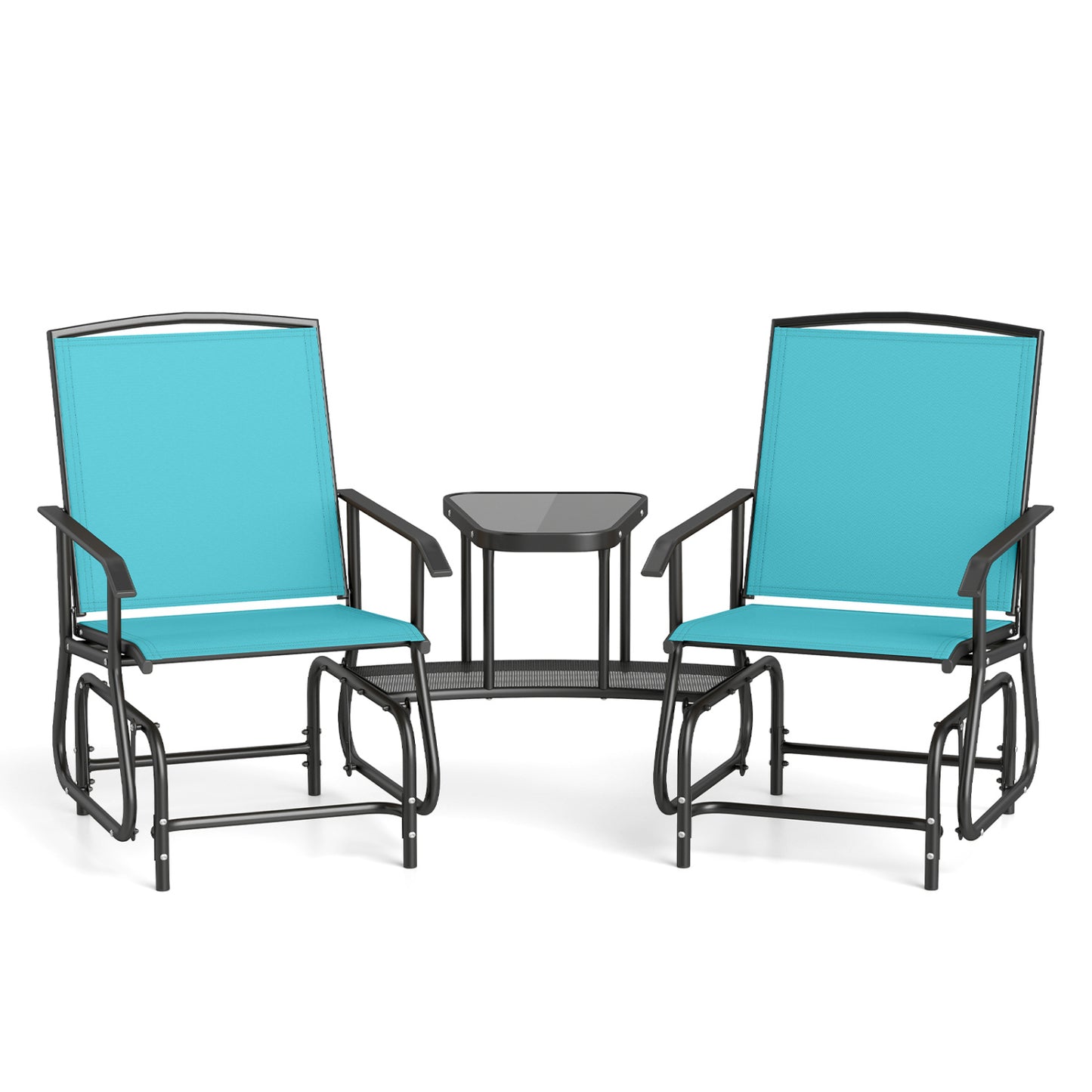 2-Seater Outdoor Glider Bench with Center Table