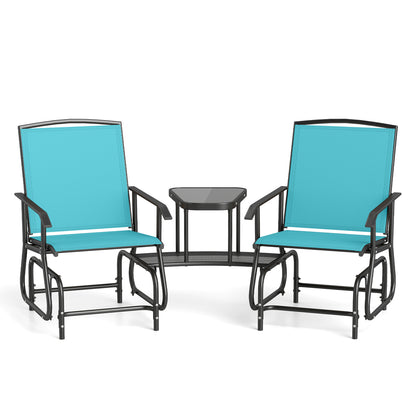 2-Seater Outdoor Glider Bench with Center Table