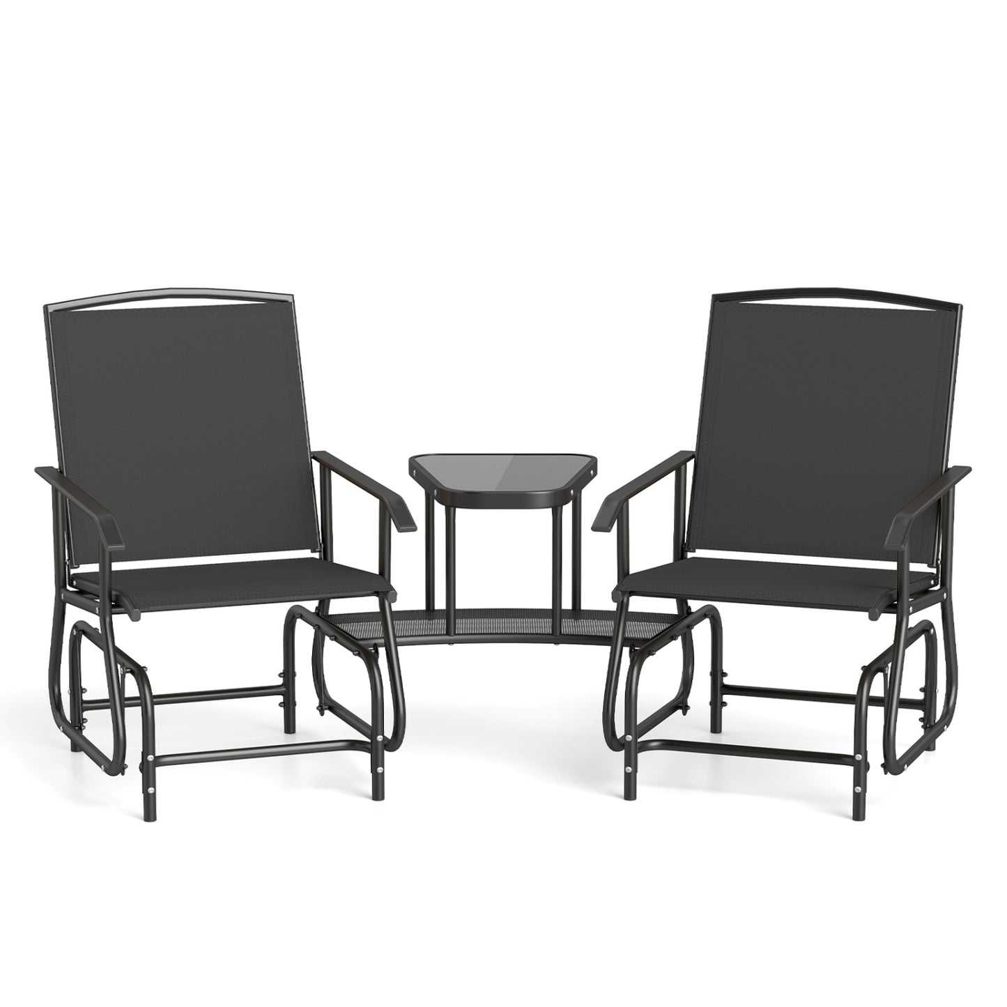 2-Seater Outdoor Glider Bench with Center Table