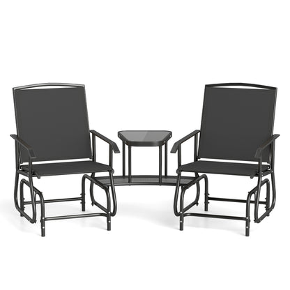 2-Seater Outdoor Glider Bench with Center Table
