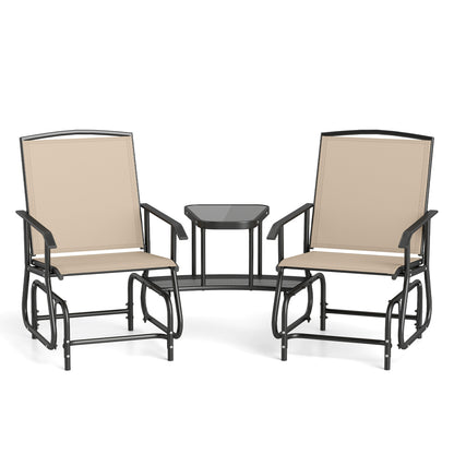 2-Seater Outdoor Glider Bench with Center Table