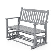 2 Seats Outdoor Glider Bench with Armrests and Slatted Seat-Gray