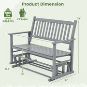 2 Seats Outdoor Glider Bench with Armrests and Slatted Seat-Gray