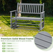 2 Seats Outdoor Glider Bench with Armrests and Slatted Seat-Gray
