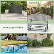 2 Seats Outdoor Glider Bench with Armrests and Slatted Seat-Gray