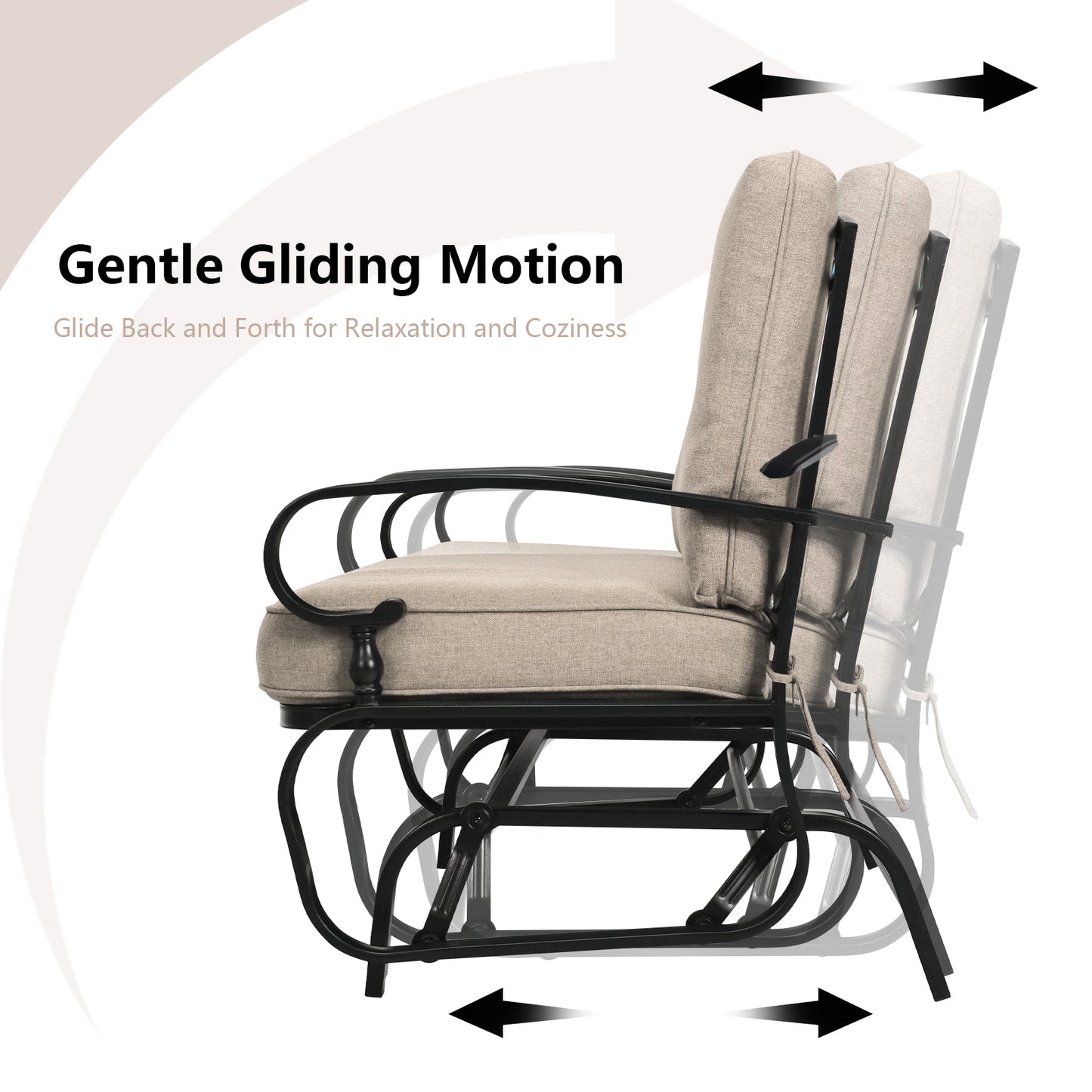 2 Seats Outdoor Swing Glider Chair with C