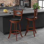 2 Pieces 24/29 inch Swivel Bar Stools with Curved Backrest and Seat Cushions-29 inches