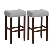 29 Inch Set of 2 Height Upholstered Bar Stool with Solid Rubber Wood Legs and Footrest-Gray