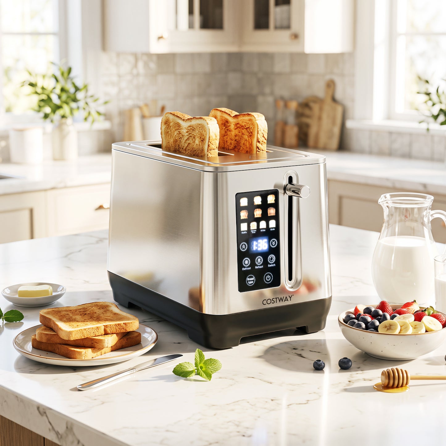 2 Slice Toaster with LED Display and 6 Browning Levels