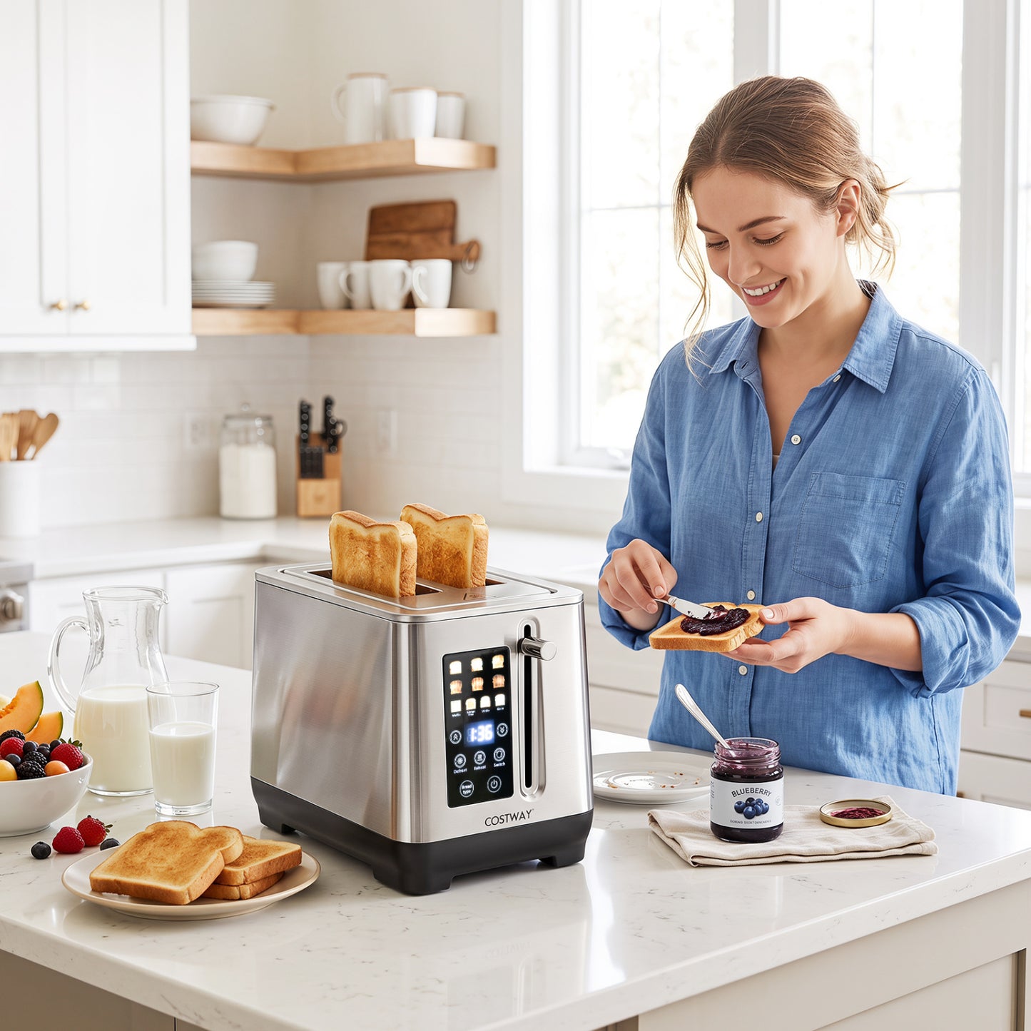 2 Slice Toaster with LED Display and 6 Browning Levels