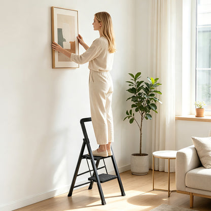 3-Step Folding Step Stool with Wide Anti-Slip Pedals