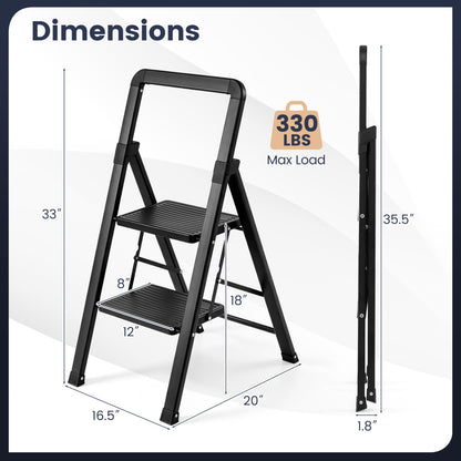 3-Step Folding Step Stool with Wide Anti-Slip Pedals