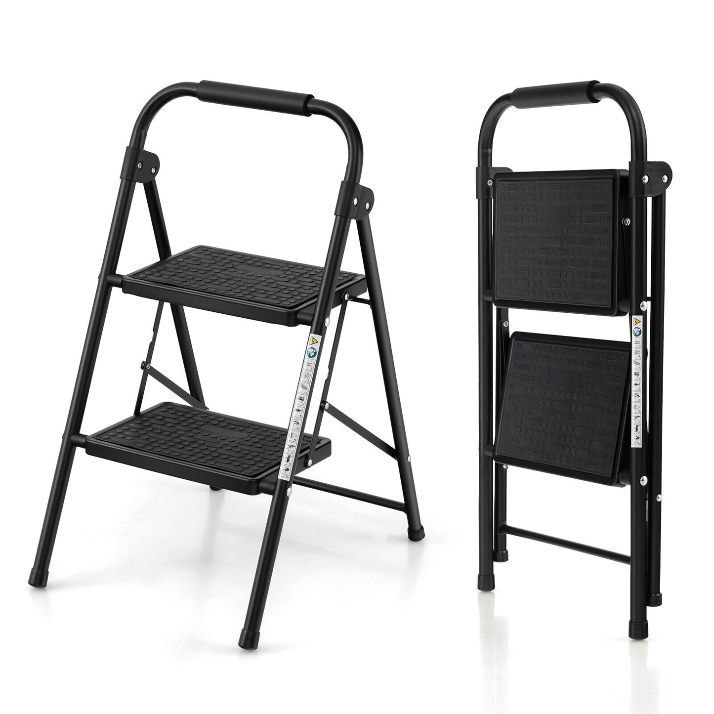 2-Step Folding Ladder with Wide Anti-Slip Pedal