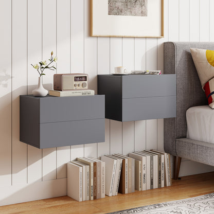 Wall Mounted Floating Nightstand with 2 Drawers