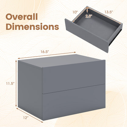 Wall Mounted Floating Nightstand with 2 Drawers